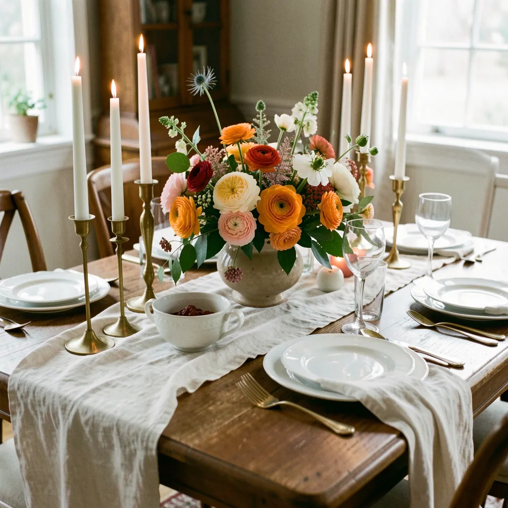 Elegant tablescape with refined linens and tableware