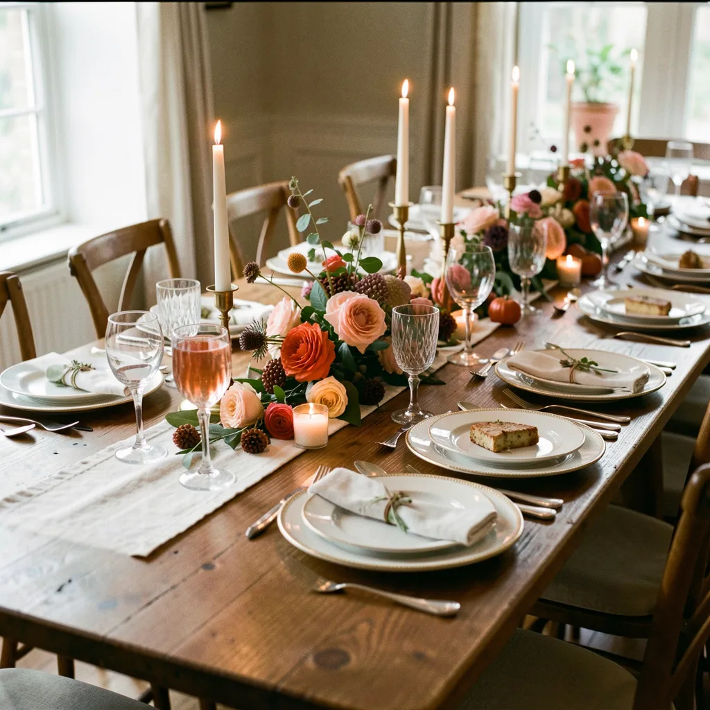 Elegant dining table setting with sophisticated arrangement